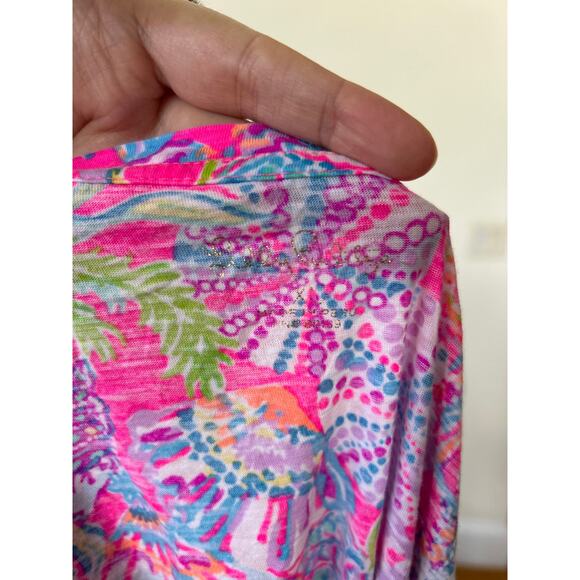 Lilly Pulitzer Hot Pink Nautilus Shell Octopus Sea Print Short Sleeve T-Shirt - Picture 3 of 6